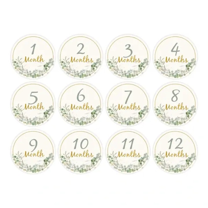 Set 12 carduri aniversare bebelusi, carton, 10x10cm, multicolor, 0-12 luni