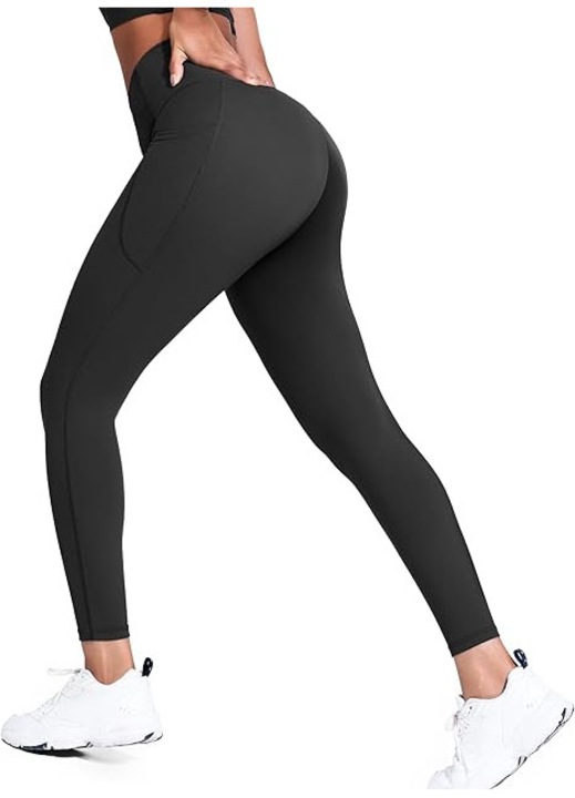 Colanti sport dama Yogaration, Talie inalta, Buzunare laterale, Material opac, elastic, marime XL, 78% Poliester si 22% Spandex, culoare Negru