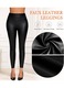 Colanti dama ECUPPER, din piele ecologica PU, captusiti cu fleece, talie inalta, marimea 36, culoare negru