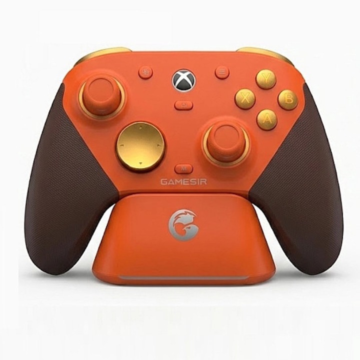 Контролер GameSir G7 Pro Amber Flame Xbox/PC/Android, кабелен/2.4GHz/Bluetooth, Hall Effect, TMR, жироскоп, докинг станция за зареждане