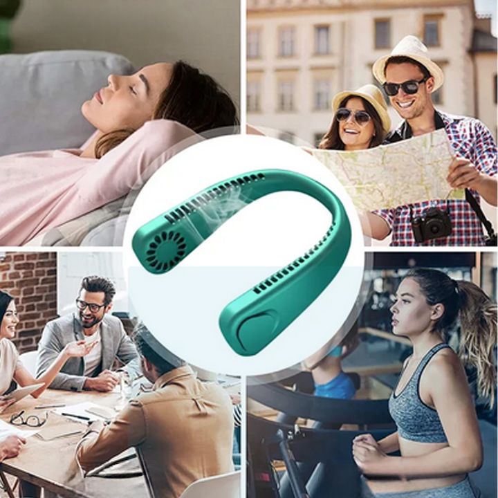 Realne Ceny hordozható ventilátor 1200mAh akkumulátorral, 3 sebességfokozat, fekete, 200g