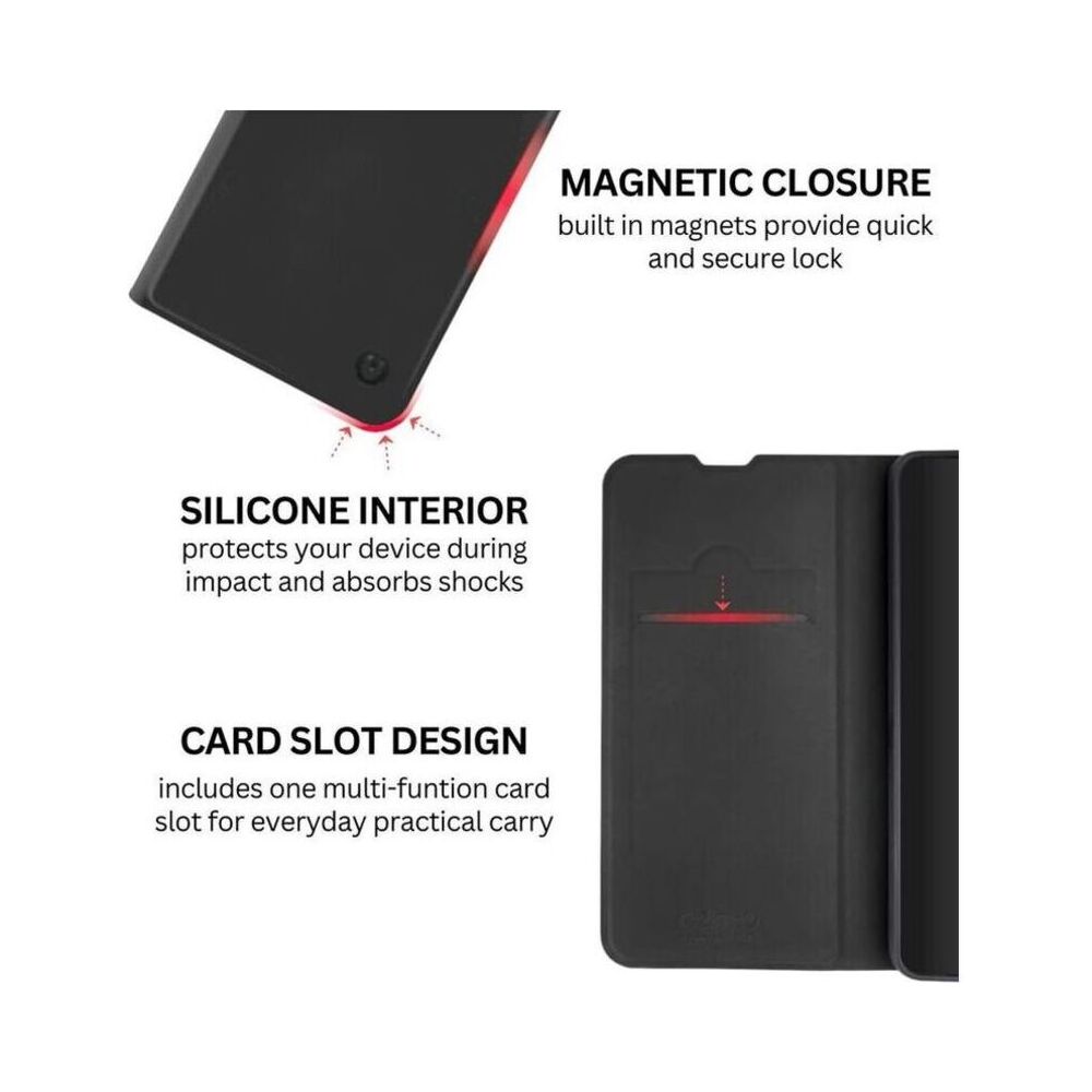 Husa de protectie tip carte CENTO Soho compatibila cu Honor 600 Lite, Negru, Premium, Inchidere magnetica, Protectie Sporita, Anti soc, Anti zgarieturi, Functie de stand