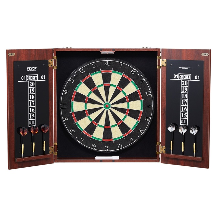 VEVOR dart szett 45x3.8cm szizál MDF, komplett tartozékokkal, fekete