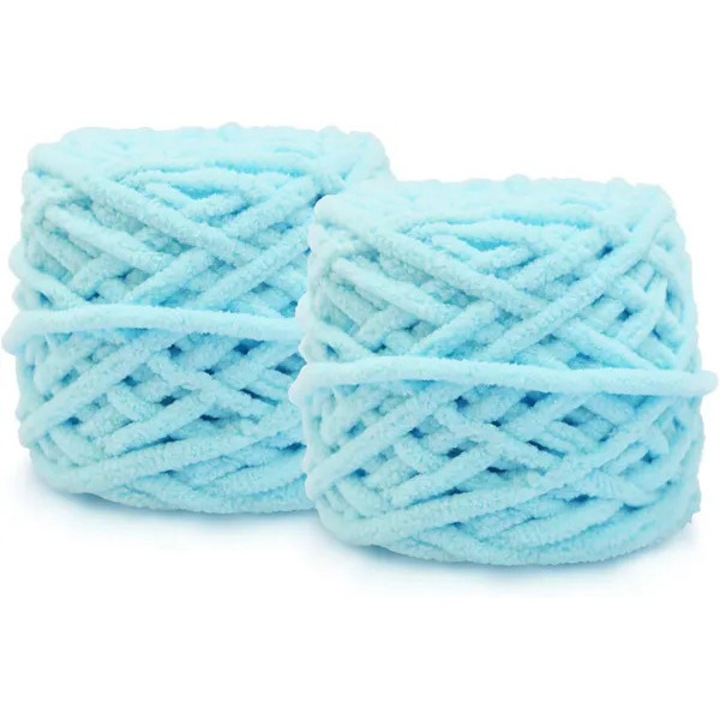 2x100g vastag kötőfonal készlet, pamut gyapjú akril, puha meleg, többszínű