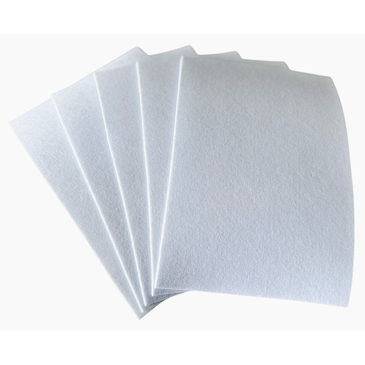 Fetru rigid 2mm, set 5 coli A4/20*30cm, alb simplu