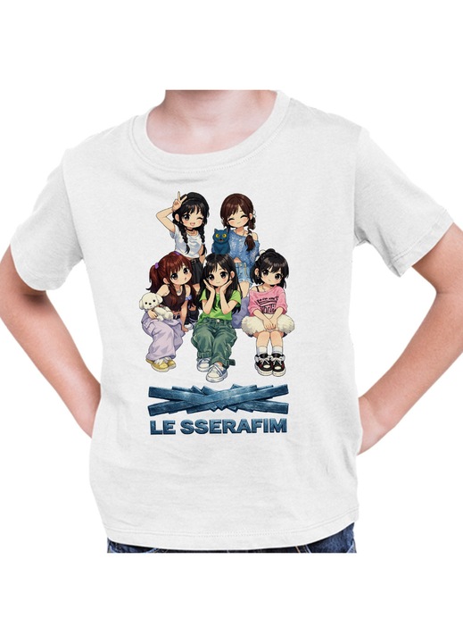 Gyerek Fiú Póló Le Sserafim Kpop Serafim Merch, Fehér