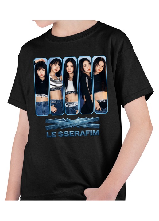 Gyerek Fiú Póló Le Sserafim Kpop Bts Party Merch, Fekete