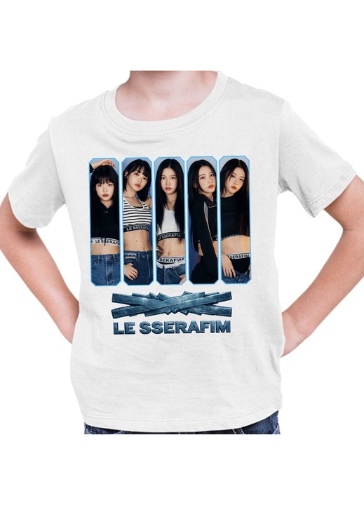 Gyermek polo Le Sserafim Kpop Bts Party Merch, Fehér