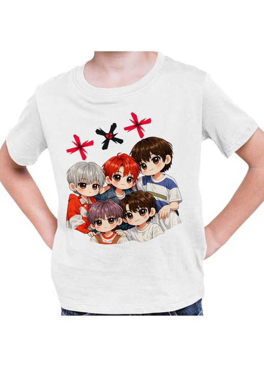 Gyerek Fiú Póló Tomorrow X Together Kpop Merch, Fehér