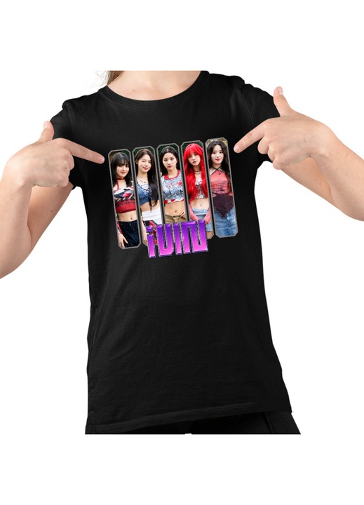 Gyerek Lány Póló I-dle Kpop Yuqi Soyeon Merch Gidle, Fekete
