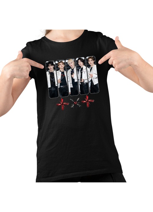 Gyerek Lány Póló Tomorrow X Together Kpop Party Merch, Fekete