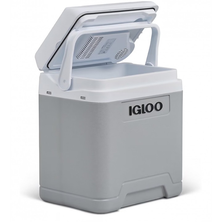 IGLOO IE27 elektromos hűtőláda, 27L, 12V és 230V tápellátás, autóba, kempingezéshez és utazáshoz, szállítás 7-8 nap