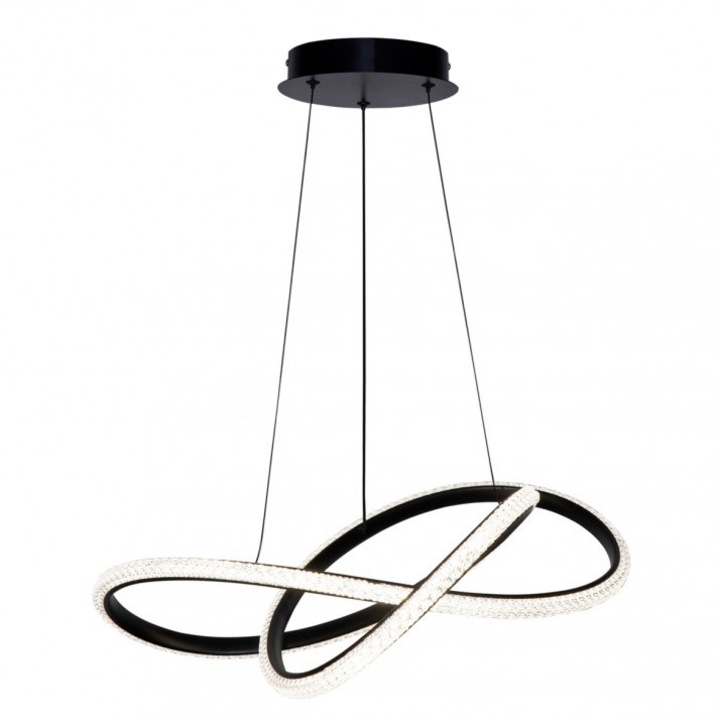 Italux Almera LED fekete függőlámpa 60x60x120cm kristályokkal