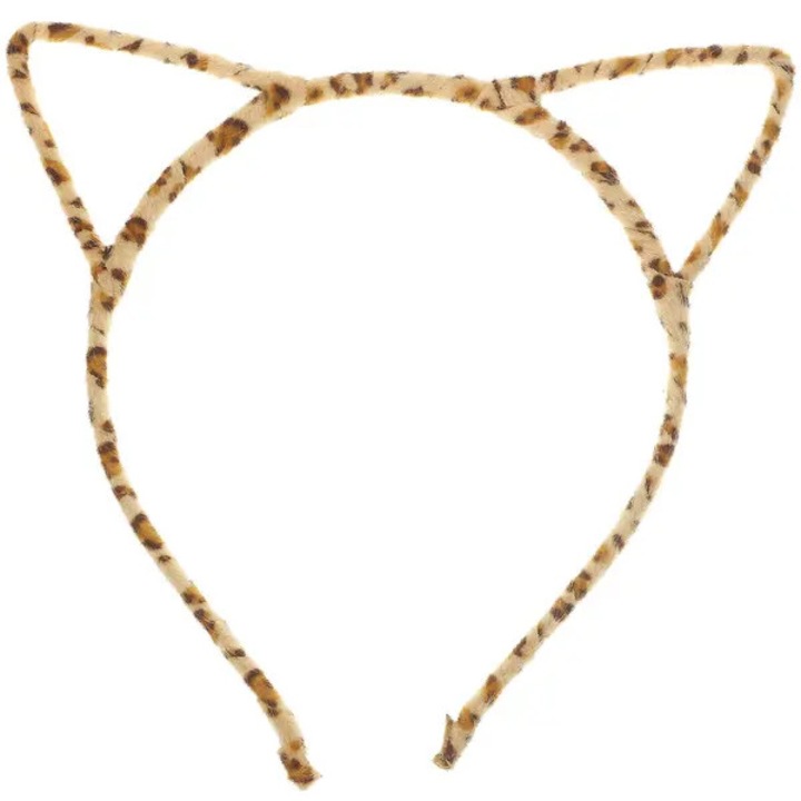 Bentita cu urechi de pisica, leopard, matase si metal, 12.5x5cm, marime universala