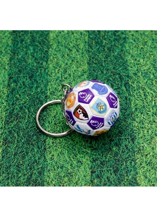 Комплект от 2 ключодържателя Premier League футбол, бяло-лилав, 2026