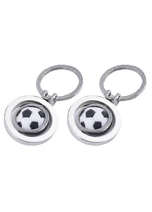 Forgatható futball kulcstartó szett, 4 darabos, cinkötvözet, ezüst, 7.5x4x0.5cm