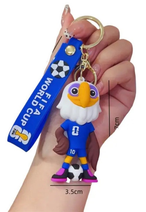 FIFA World Cup focilabda kulcstartó, szilikon kabala, kék, 7x3.5cm