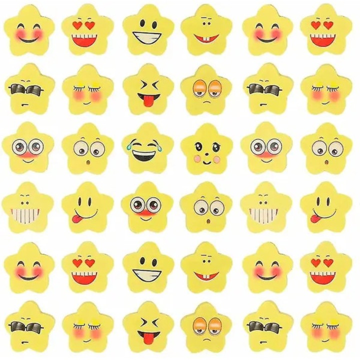 Set 108 radiera stea, emoji, cauciuc, multicolor, 3cm