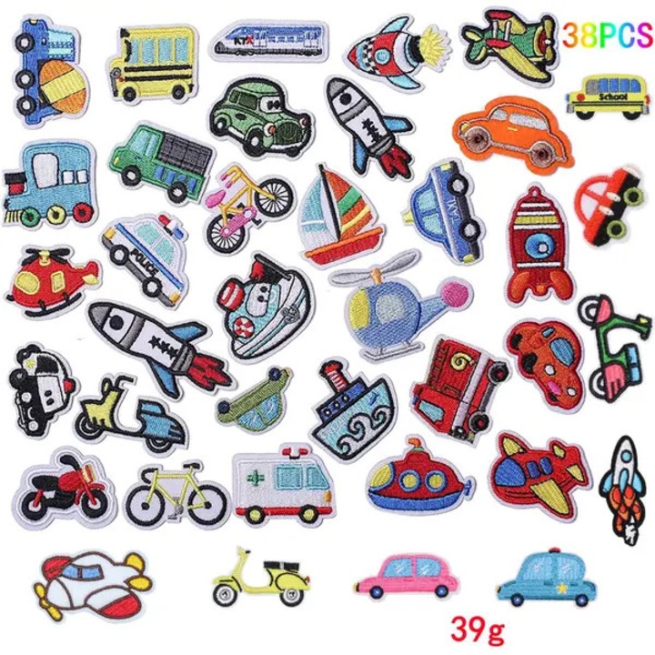 Set 38 bucati abtibilduri brodate masina multicolor 5x5cm