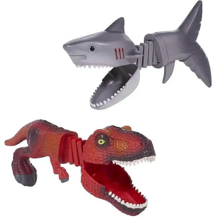 2 db dinoszaurusz cápa játék készlet, 12 kis figura, többszínű, 15x10x8cm