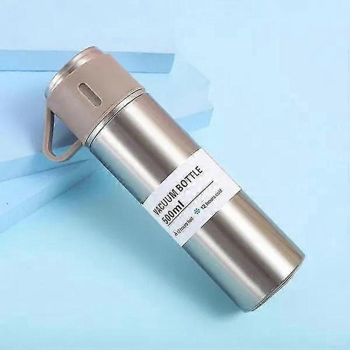 Termosz palack 500ml, vákuumszigetelés, rozsdamentes acél, többszínű, 23.8x6.7cm