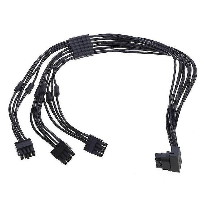 Cablu adaptor 3x8Pin la 16Pin PCIe 5.0, ъглов, черен, 50см