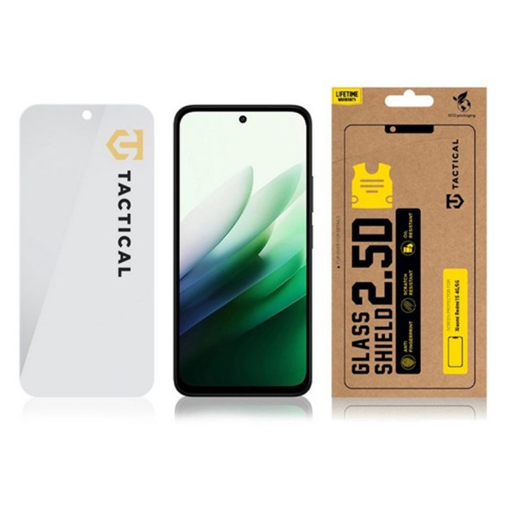 Tactical glass shield 2.5d képernyővédő üveg, 2.5d, 0.33mm, 9h, átlátszó, kompatibilis: Redmi 15 4G / 15 5G