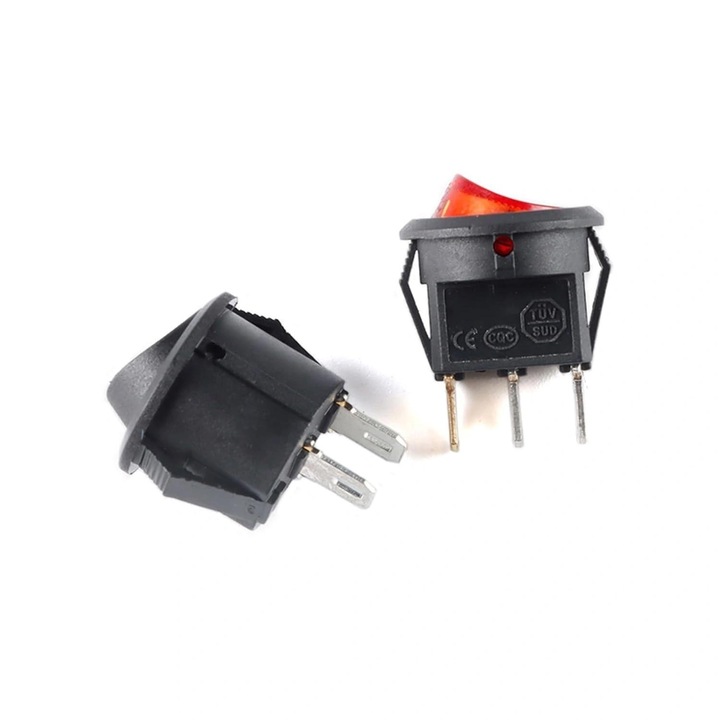 Mini Billenőkapcsoló ON/OFF SPDT 250V 3A 2 Pólusú - PIROS