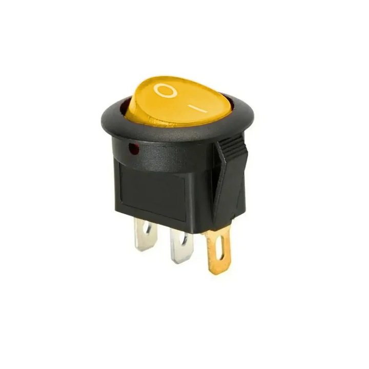 KCD1-5-101N Kerek Világító Billenőkapcsoló 250V 6A SPST ON-OFF - Sárga