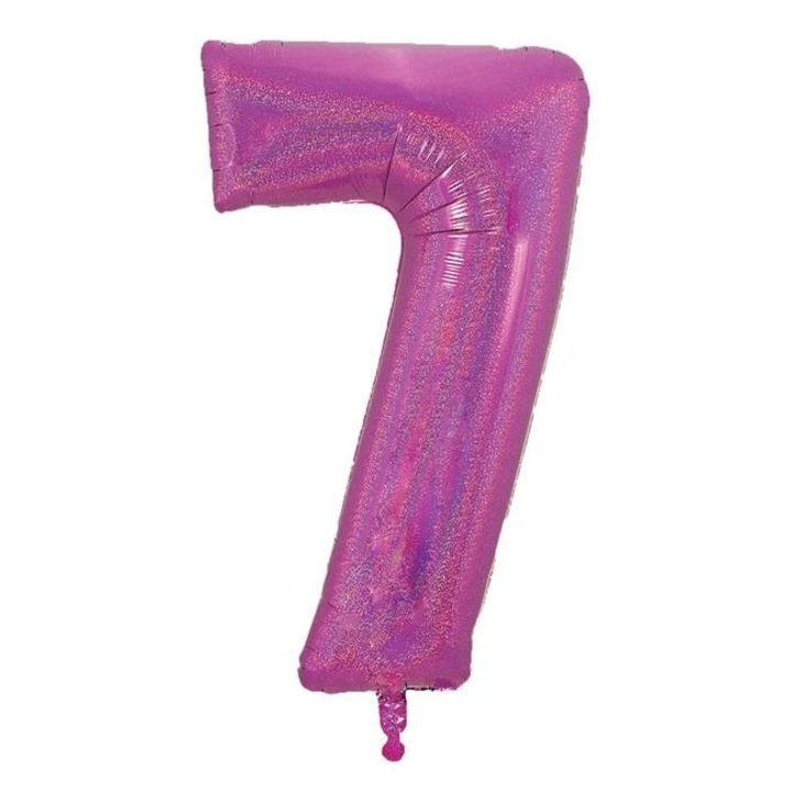 Fukszia Holografikus Fólia Parti Léggömb Nr.7 - 60cm