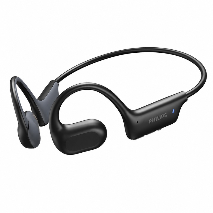 Philips TAQ3120 Open-Ear vezeték nélküli fülhallgató, kivételes kényelem egész nap, nyitott kialakítás a környezeti tudatosságért, 28g, IPX5 vízálló, Bluetooth 5.3, HD mikrofon, ideális sportoláshoz, futáshoz, irodai munkához és kikapcsolódáshoz, fekete