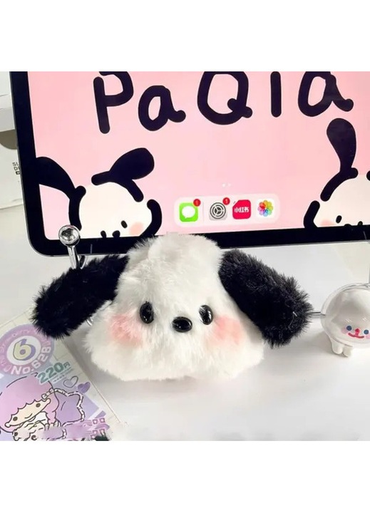Ключодържател плюш Pochacco, плюшена играчка, бял, 10x5см
