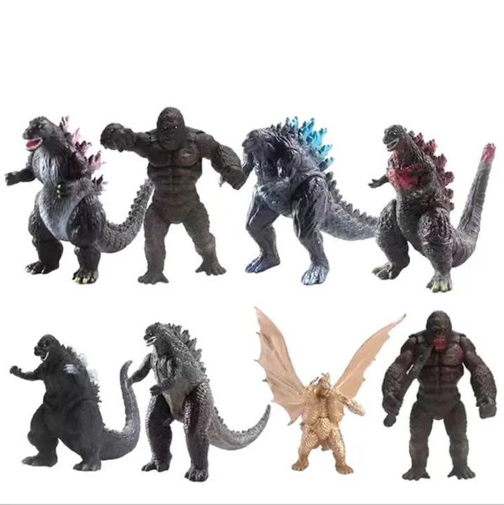 8 db-os Godzilla anime figura készlet, műanyag, 9cm, többszínű