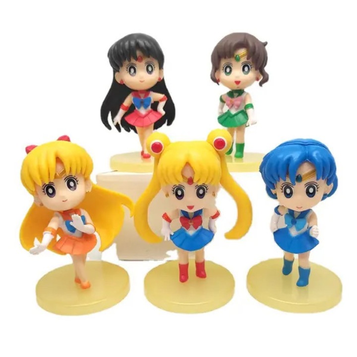 Комплект от 5 аниме PVC фигурки 9 см, многоцветни, колекция Sailor Moon