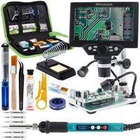 Set microscop digital Techrebal G1200x 1200x verde 7inch si statie lipit T1-Pro 80W 11piese