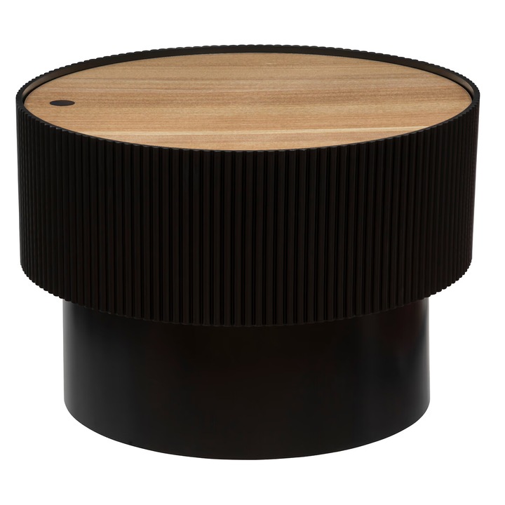 Masuta cafea atmosphera enola mdf cu depozitare, 55x38 cm, design urban, negru