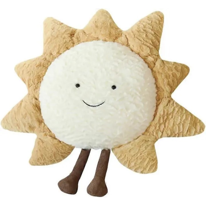 Plüss díszpárna, nap és hold forma, 38cm, többszínű