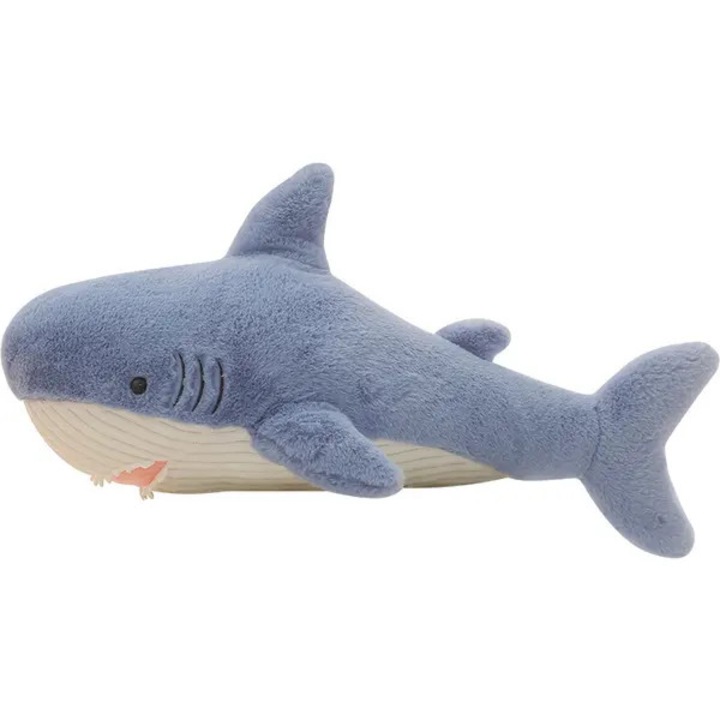 Puha cápa plüss párna 90cm kék fehér