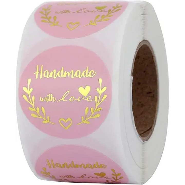 Etichete autoadezive rotunde 38mm 500buc roz