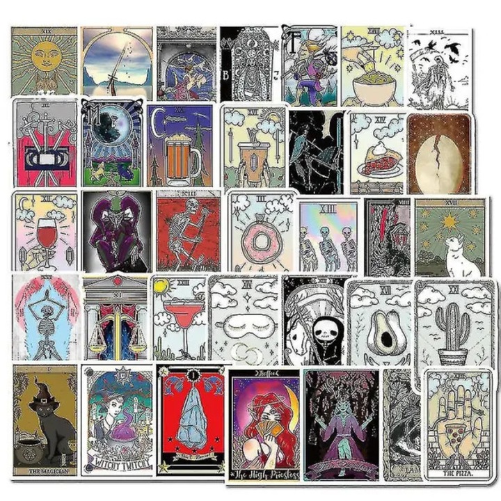 Set 50 stickere tarot poker, PVC, 10x10cm, multicolor