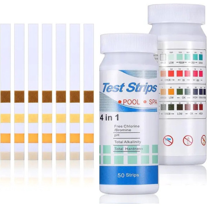 Test benzi pH 4 in 1 pentru piscina si spa, 100 buc, 2 seturi