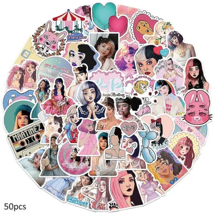 Комплект от 50 декоративни стикера Melanie Martinez, многоцветни, различни размери