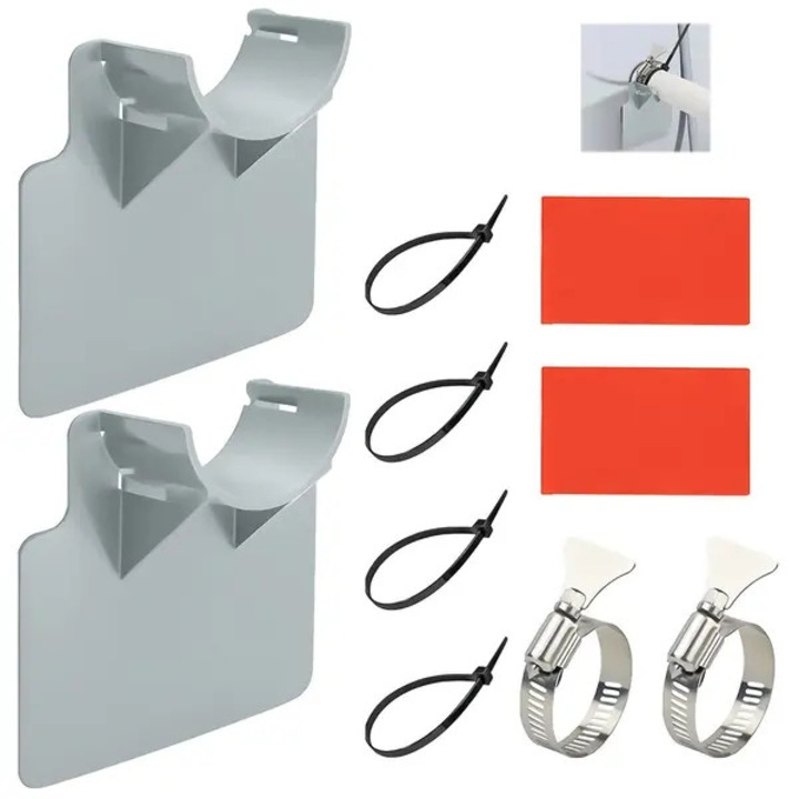Suport furtun piscina, set 2 buc, ABS, gri, 1.5 inch