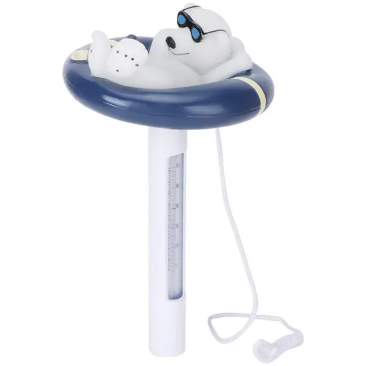 Termometru piscina cartoon urs polar, PVC, compact, alb, 10x5cm