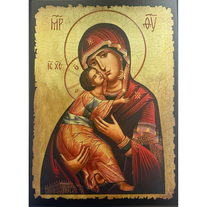 Икона на Света Богородица Владимирска 19x26 см, Православна икона върху дърво + Подаръчна кутия