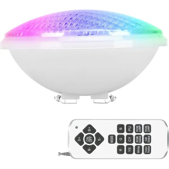 LED осветление за басейн, 36W, RGBW, IP68, 12V, с дистанционно управление, многоцветно, PAR56