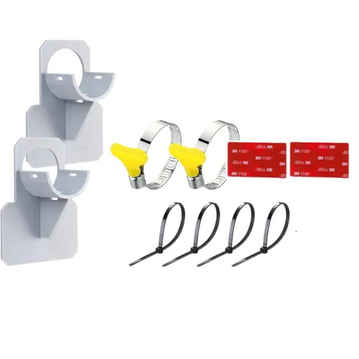 Suport furtun piscina set 2 buc, fixare dubla, alb, 3.8cm diametru