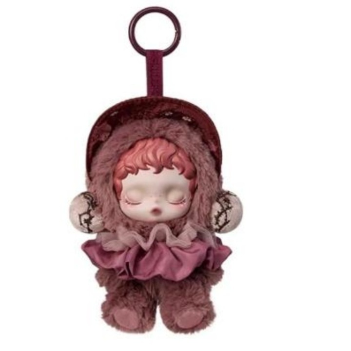 SKULLPANDA 2.0 sorozatú plüssjáték, POP MART, születésnapi ajándék, aranyos kulcstartó, egyedi csomagolás, 16 cm, piros