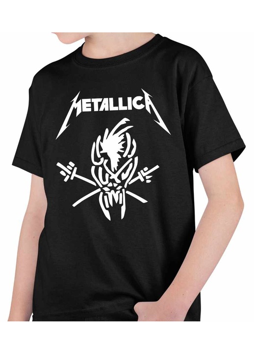 Gyerek Fiú Póló Metallica Merch Skeleton, Fekete