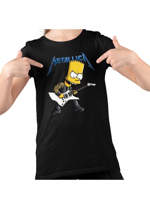 Gyerek Lány Póló Metallica The Simpsons Bart Merch, Fekete